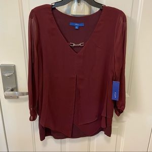 Apt 9 Maroon V Neck Blouse